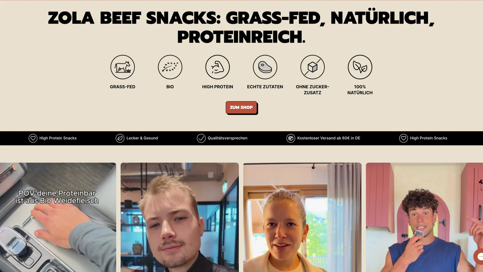 ZOLA Nutrition Website Hero